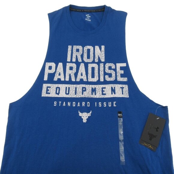 Under Armour Project Rock Iron Paradise Tank Top Men's Size Large Royal Blue NEW - Picture 1 of 12